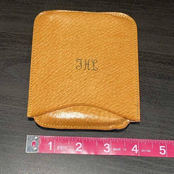 Vintage Genuine Pigskin Cigarette Case Circa 1930 Monogrammed w initials FHL EUC - Picture 9 of 11